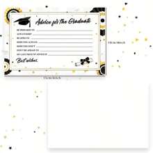 10pcs 4x6 Inch Graduation Advice Cards, Student Party Table Games, Elegant Gold & Black Design With Cap & Diploma Graphics, Inspiring Message Space, Suitable For Graduation Celebration