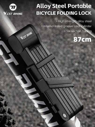 WEST BIKING Mountain Bike Lock 0.87m-Folding Lock Road Car Lock Motorcycle Electric Car Lock Anti-Theft Lock Equipment