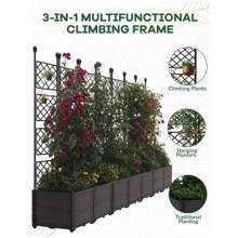mteryoing Plastic Plant Box With Metal Trellis, Raised Garden Bed With Trellis Planter For Climbing Plant Outdoor Raised Planter Box Privacy Screen For Patio Balcony,Planter Box For Backyard Patio - 7 PCS - View 5