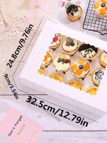 2 件/4 件带窗口纸杯蛋糕盒，12/4 杯蛋糕盒，大号蛋糕盒，适用于生日、婚礼、情人节礼物包装 - 彩色 - 查看 3