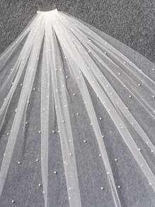 1 Pc Pearl Cathedral Length 3M(118inch) Wedding Bridal Veil With Metal Comb For Bride Party Prom White Ivory