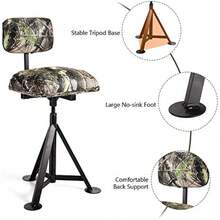 Swivel Hunting Chair Folding 360° Rotatable Camo Hunting Seat Adjustable Blind Stool Chair With Backrest For Hunting Camping Outdoor Activities - Camouflage1 - View 7