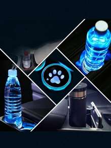 2 个汽车 LED 发光杯托垫，7 色杯垫汽车氛围灯，USB 充电防滑杯垫（杯垫直径约 6.8 厘米/2.68 英寸，适合 6.8 厘米杯托），购买前请检查尺寸 - 白色 - 查看 7