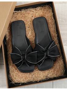 Sandal Selop Datar Lembut untuk Wanita, Sandal Nyaman dengan Pita, Edisi Musim Panas 2024 Terbaru, Pakaian Pantai - Hitam - View 6
