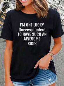 For That Per,Fashion Casual T-Shirt , Short Sleeve Crew Neck Shirt,Cotton Top For Women