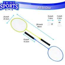 MOSHO PRODUCTS Badminton Set Red 3 Mts, 2 Rackets 2 Roosters Base Case, - Green - View 5