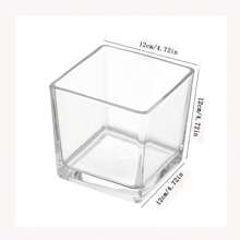 1 pieza Jarrón cuadrado de vidrio, maceta decorativa transparente para hidroponía para flores, suculentas y planta del dinero