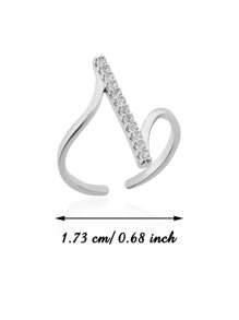 Anéis de aço inoxidável com zircônia cúbica listrada minimalista para mulheres, anel ajustável aberto antidesbotamento banhado a ouro 18K, joias com pingente de cor prata para casamento, acessórios para festas e férias, presentes para ela/mãe/melhores amigas