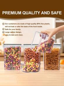 14pcs  Airtight Food Storage Containers With Labels And Marker - Perfect For Pantry Organization And Storage Of Pasta, Flour, Sugar, And Dry Foods.