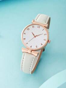 女士手表 1 件时尚休闲华丽数字套装圆形表盘石英表和 9 件仿珍珠项链、耳环、戒指首饰套装适合女性派对、节日、生日佩戴或作为姐妹，是送给女士的最佳礼物（无盒）