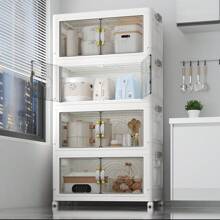 CENLEN 可折叠收纳箱 5 层，大号双开收纳箱，带盖带轮大号收纳箱，可存放衣服、零食、玩具和书籍，家庭办公室户外折叠式容器卧室，收纳盒，收纳盒，家庭收纳，女式白色 T 恤，女式黑色裤子，女士冬装，连衣裙，女士冬装，优雅女士连衣裙，女士白衬衫，长袖，女士白色连体裤，女士春季连衣裙，女士春季服装，春季，春装，极简主义，夏季上衣 - 3層 - 查看 2