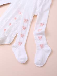 5pcs White Tight Pants For Baby Girls, Elegant Lady Style, Leggings, Suitable For Spring And Summer