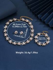 4pcs Women Wedding Party Pearl Jewelry Set