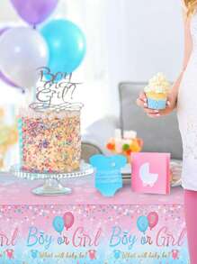 1 件粉蓝色性别揭示桌布、一次性 PE 桌布、防水桌布、性别揭示派对用品、迎婴派对装饰、1 岁生日派对装饰、节日派对用品、桌面装饰、厨房装饰、家居装饰 - 彩色 - 查看 6