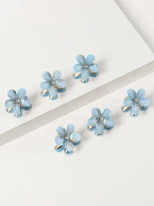 6pcs Minimalist Metallic Floral Small Hair Clips Girl Side Bangs Clips - Multicolor - View 1