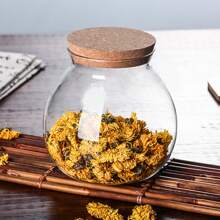 硼硅酸盐玻璃密封储物罐 - 1 个圆形罐，带软木盖，用于茶、糖果、零食和香料 - 易于密封，可手洗厨房收纳盒，适合返校 - 彩色 - 查看 8