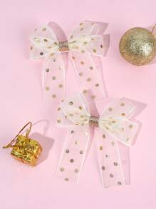 2 szt. Kokarda do włosów z nadrukiem w kropki dla kobiet, beżowa siateczka, spinki krokodylkowe, eleganckie dziewczęce kokardy do warkoczyków, spinki do włosów, wiosenne spinki do włosów, damskie akcesoria do włosów