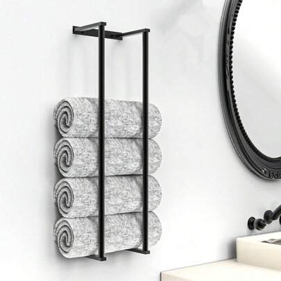 Wall Towel Rack For Rolled Towels, Stainless Steel Towel Holder Vertical Towel Storage Bath Towel Holder For Folded Towels