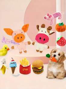 2/5pcs Cartoon Sound Plush Pet Toys, Random Colors And Styles, Suitable For Self-Entertainment, Energy Consumption, Dental Cleaning For Small-Medium Breed Dogs - Multicolor - View 4