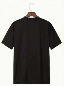 Men's 220g Heavy Pure Cotton Short - Sleeved Shirt With Edgy Cartoon - Smoke Print