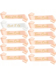 Set de 12 bandas/fajas para despedida de soltera, incluyendo banda para la novia, banda para la tribu de la novia, banda para la madre de la novia, banda para despedida de soltera y banda para fiesta de duchas nupciales