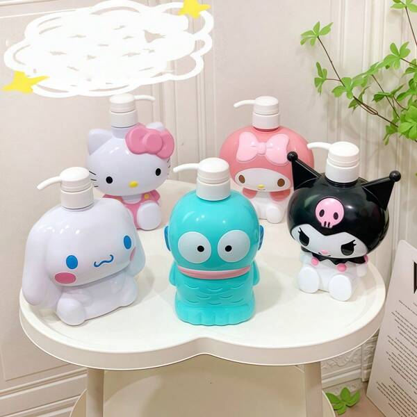 Bouteille de lotion Sanrio de modélisation tridimensionnelle de dessin animé. Type de pression séparée. Bouteille de shampoing, bouteille de bain de grande capacité. Décoration de salle de bain à la maison. Rentrée scolaire d'été