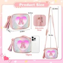 Heart Purse Little Girl Purse Birthday Gifts,Cute Leather Toddler Purse Small Crossbody Bag With Tassel,Personalized Initial Letter Bag Novelty Wallets For 2-10 Year Old Girl,Children's Gifts Birthday Gifts,Pu Leather New Design Sweet Bag,Perfect For Daily & Party (Pink, Letter A~Z) School Bag - Multicolor - View 3