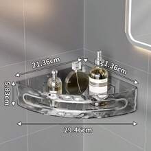 1 pieza Estantería de esquina para ducha, para almacenamiento de champú, acondicionador y jabón, diseño de drenaje rápido, instalación sin taladrar, apta para baño, cocina, accesorio de almacenamiento multifuncional para el baño, decoración del hogar, organizador de baño, decoración de otoño, de vuelta a la escuela