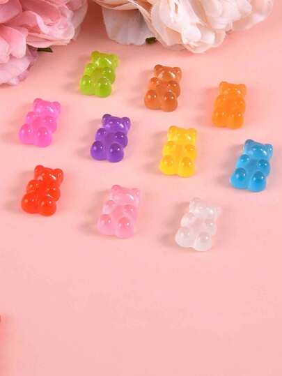 100PCS Glow-In-The-Dark Bear Gummy Food And Play Series, The Bear Will Glow At Night, Handmade Diy Material Kit, Phone Case, Refrigerator Stickers, Headband Hair Accessories Stickers, Durable And Decorative, Suitable For The Kitchen, Home Decoration Use,Room Decor