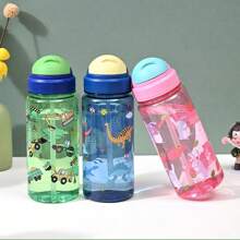 Kids Straw Cup With Big Capacity, Cute Design, Heatproof Plastic Sports Water Bottle For Summer