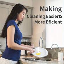 Kitchen 3 In 1 Automatic Electric Rotating Cleaning Dust Brush Power Scrubber Electric Spin Scrubber Electric Dish Scrubber - White - View 5