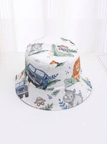 1pc Kids Cute Cartoon Lion Print Adjustable Sun Ion Casual Bucket Hat, Spring/Summer - Lion - View 7