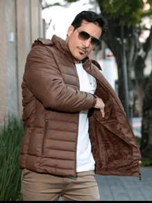 MEN'S JACKET COAT IN RESIN LEATHER, SUPER STYLISH, COMFORTABLE, PLUSH, PREMIUM PIECE - Camel - View 2