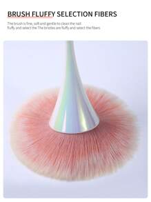 SHANGFEIYA 1pc Japanese Shape Nail Powder Brush With Iridescent Color Handle, Soft Bristle Makeup Blush Powder Brush