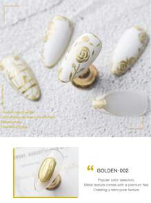 1 件 5ml 银色日式镜面金属凝胶指甲油，超闪亮，适用于法式绘画、线条、边缘和光疗半永久性清漆可浸泡指甲油 UV LED 凝胶指甲油修指甲用品 DIY 沙龙居家礼物送给女性 - 金色 - 查看 7