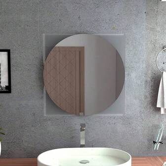 Merrimac Square Bathroom Mirror With Sandblasting Borders Clear,YY Choice