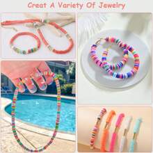 2400pcs Pink Series Clay Beads Necklace Set, 24 Multi-Color Flat Round Beads, Colorful Friendship Bracelets Beads With Beading Tools, For DIY Handmade Jewelry Making Bracelets, Necklaces, Anklets, Birthday Party Gift, Holiday Christmas Thanksgiving Gift - Multicolor Polymer Clay - View 8