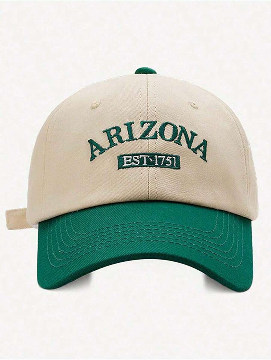 1pc Unisex Baseball Cap With Contrast Color, Letter Embroidery And Curved Brim, Casual And Versatile Streetwear Style - Black - View 1