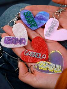 Personalized Custom Acrylic Heart-Shaped Name Valentine's Day Couples Same Style Acrylic Key Chain Four Seasons Exclusive Suitable For Lovers And Friends Best Fashion Items