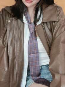 1pc Plaid Casual/Elegant Polyester Versatile 4-In-1 Accessory (Necktie, Scarf, Headband, Belt), Unisex, Suitable For All Seasons