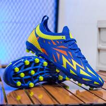أحذية كرة القدم للرجال ، أحذية كرة قدم للرجال والأولاد الكبار ، أحذية الكبة العالية للشباب ، أحذية تدريب محترفة للملاعب الصناعية والطبيعية واستخدام الخارجي والداخلي - أزرق غامق - مشاهدة 3