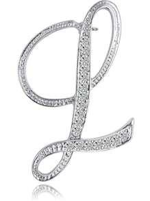 1 pièce paquet Broche géométrique simple de 26 lettres anglaises avec strass, broche élégante et de mode pour femmes. Épingle pour pull, manteau, robe, accessoires, sac, charme, école