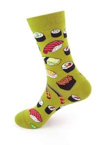 1 Pair/5 Pairs Men's Breathable Moisture Wicking Comfortable Casual Fruit Print Mid-Calf Socks