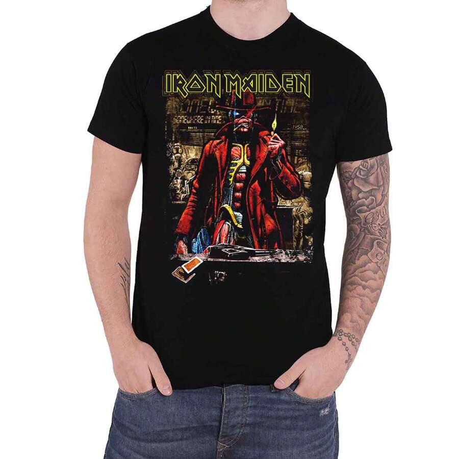Iron Maiden Somewhere In Time Stranger Sepia T Shirt - Black - View 1