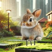 [经典户外花盆装饰] 迷人的亚克力兔子花园桩 - 非常适合草坪和花盆装饰，经典风格的户外装饰品