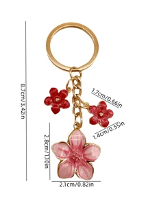 HAILIAN 1pc Alloy Material Sakura Flower Shaped Keychain Lightweight & Elegant Suitable For Bag Pendant Car Keys Couples Birthday Holiday Gifts Bridesmaid Gifts Summer - Hot Pink - View 3