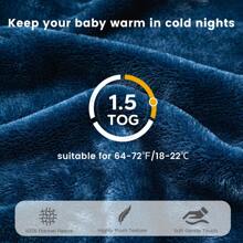 3-6个月婴儿羊羔绒睡袋，2.5 Tog宽松睡袋，婴儿冬季可穿戴毯 - 藏青 - 查看 3