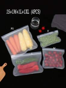 5pcs Reusable Food Storage Bags - Silicone Freezer Bags, Leakproof & Airtight, Stand Up Bags For Meat, Fruit, Vegetables - Multi-Purpose Food Organizer