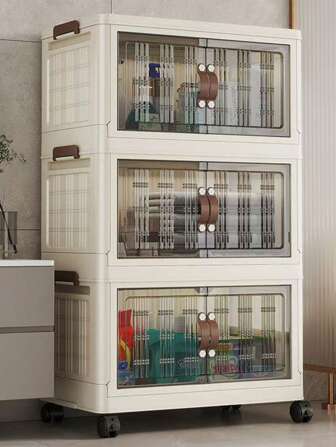 Förvaringsskåp Hemorganiseringsskåp Hopfällbart klädskåp för kläder, snacksförvaring, babyanvändning, ingen installation krävs