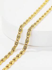 ZG YING ZHOU ZGYZ 1pc Fashionable Stainless Steel Miami 18K Gold Plated Round Curb Chain, Cuban Link, Snake Bone Chain, Figaro Chain Combination Necklace, Unisex Daily Wear Jewelry